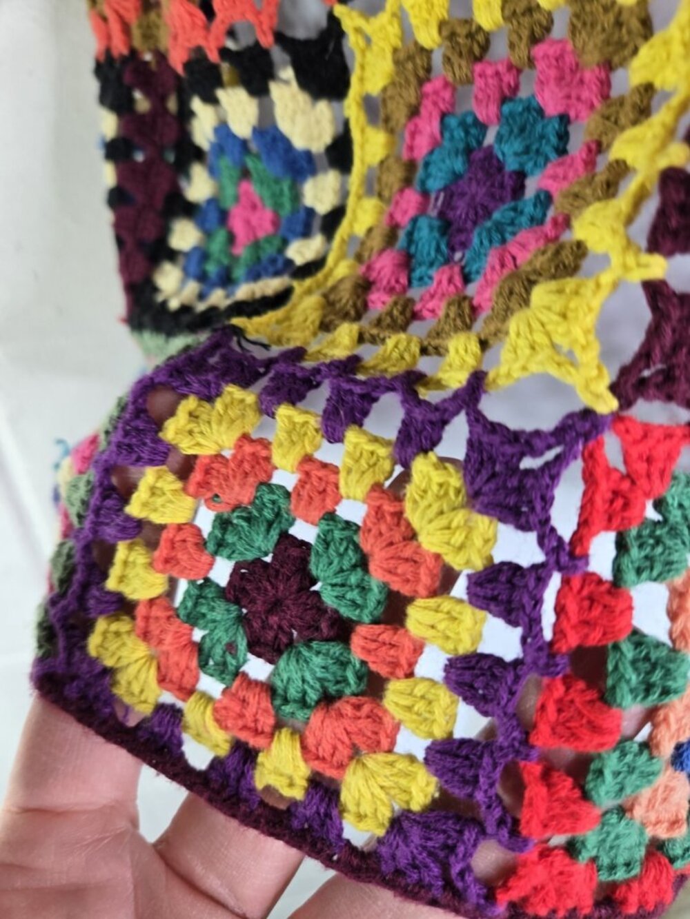 Farm Rio Brasilia Granny Square Crochet Cropped Sweater Knit Top - Picture 4 of 9